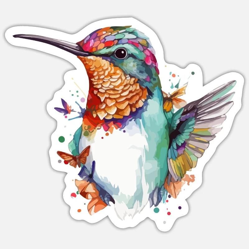 Mimi le colibri - Sticker taille S (10 x 10 cm) - blanc mat