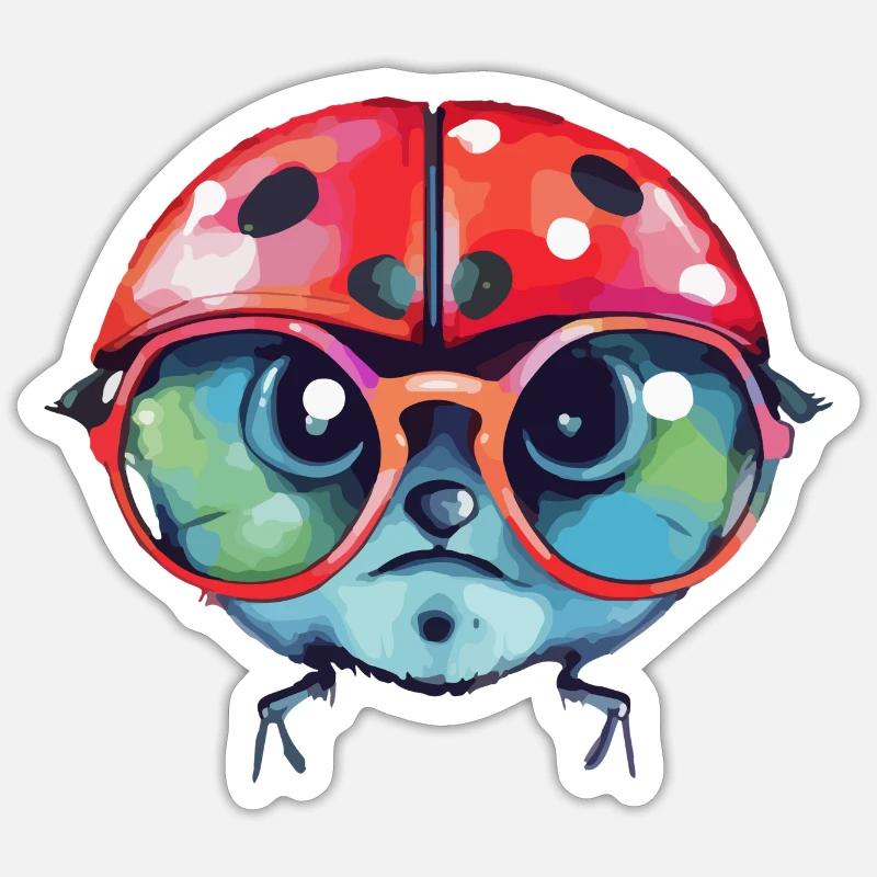 Iza bespectacled ladybug - Sticker size S (10 x 10 cm) - white matte