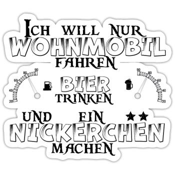 Wohnmobil Bier Nickerchen Camping - Sticker Größe S (10 x 10 cm) - Mattweiß - Vorne