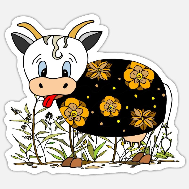 Vache - Sticker taille S (10 x 10 cm) - blanc mat
