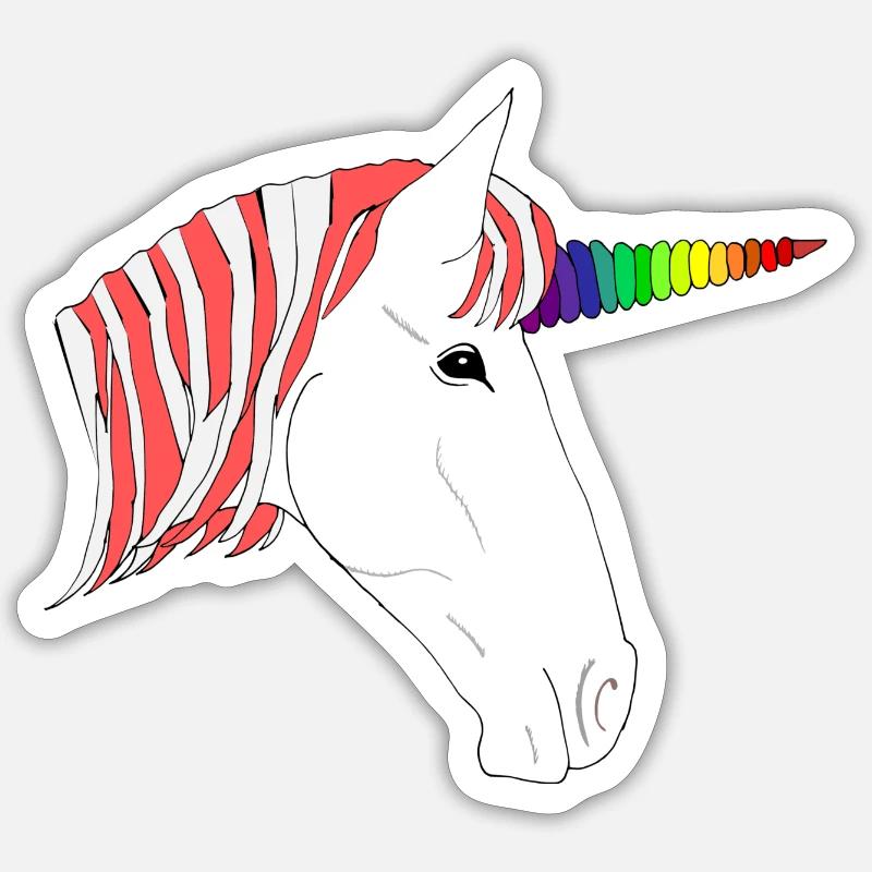 Licorne arc-en-ciel - Sticker taille S (10 x 10 cm) - blanc mat
