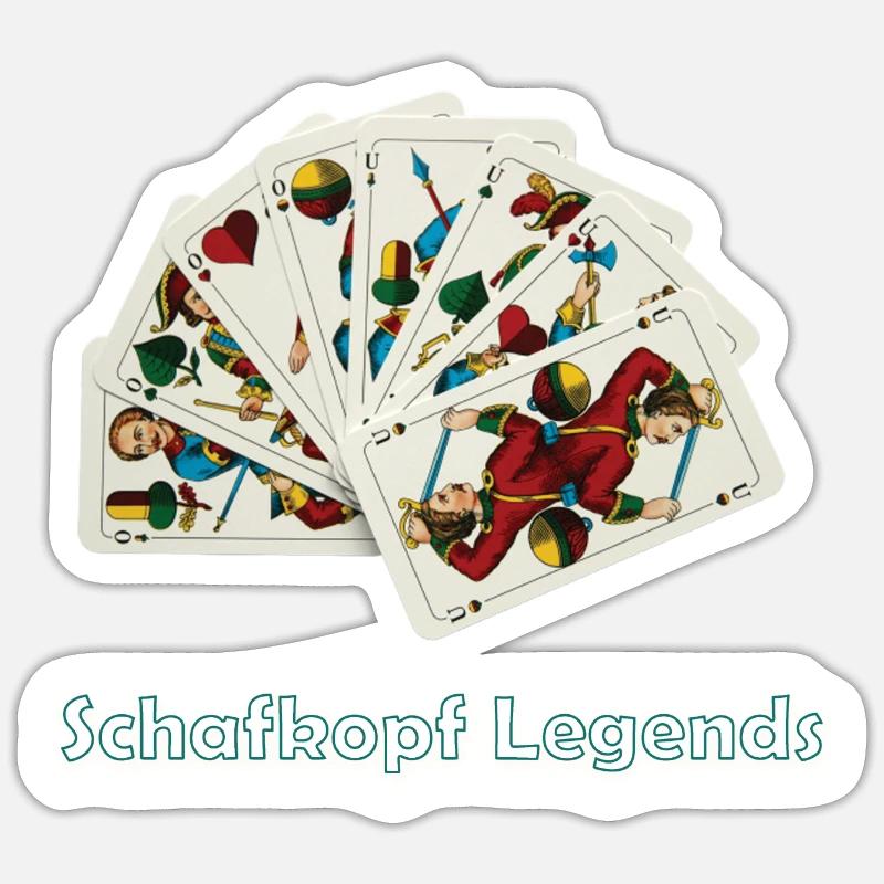Schafkopf legends - Sticker Größe S (10 x 10 cm) - Mattweiß