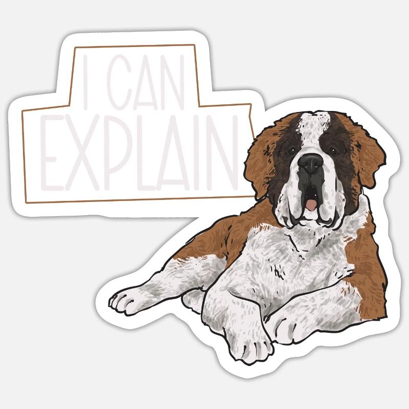 Saint-Bernard Chien Saint-Bernard - Sticker taille S (10 x 10 cm) - blanc mat