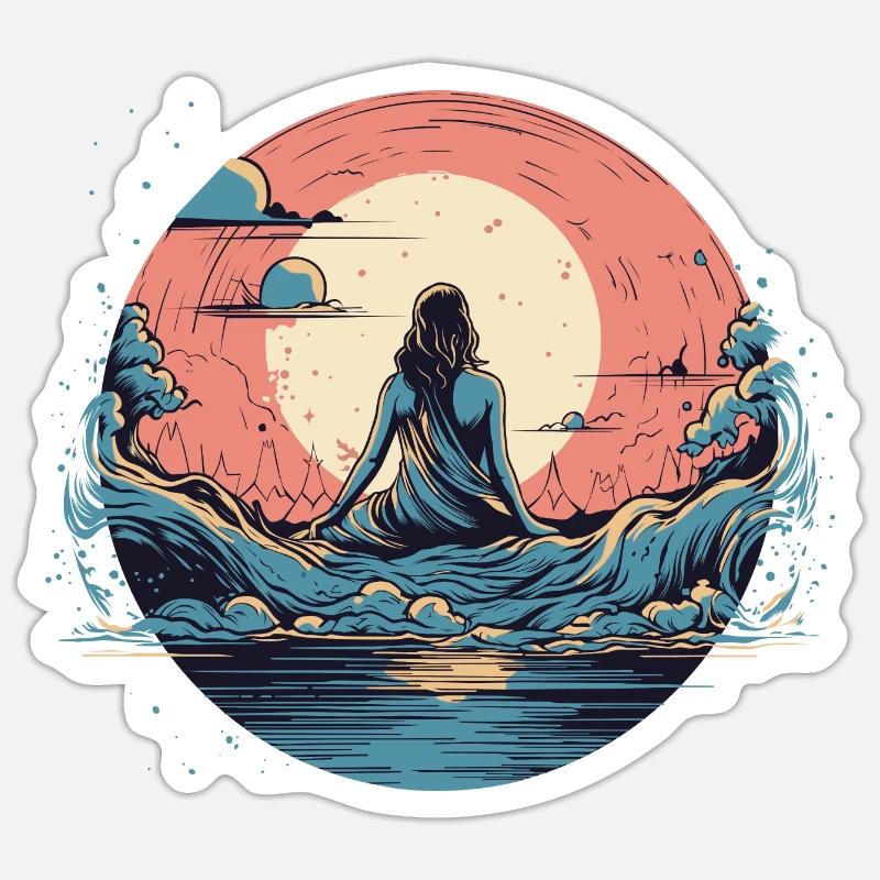 Onde de méditation - Sticker taille S (10 x 10 cm) - blanc mat