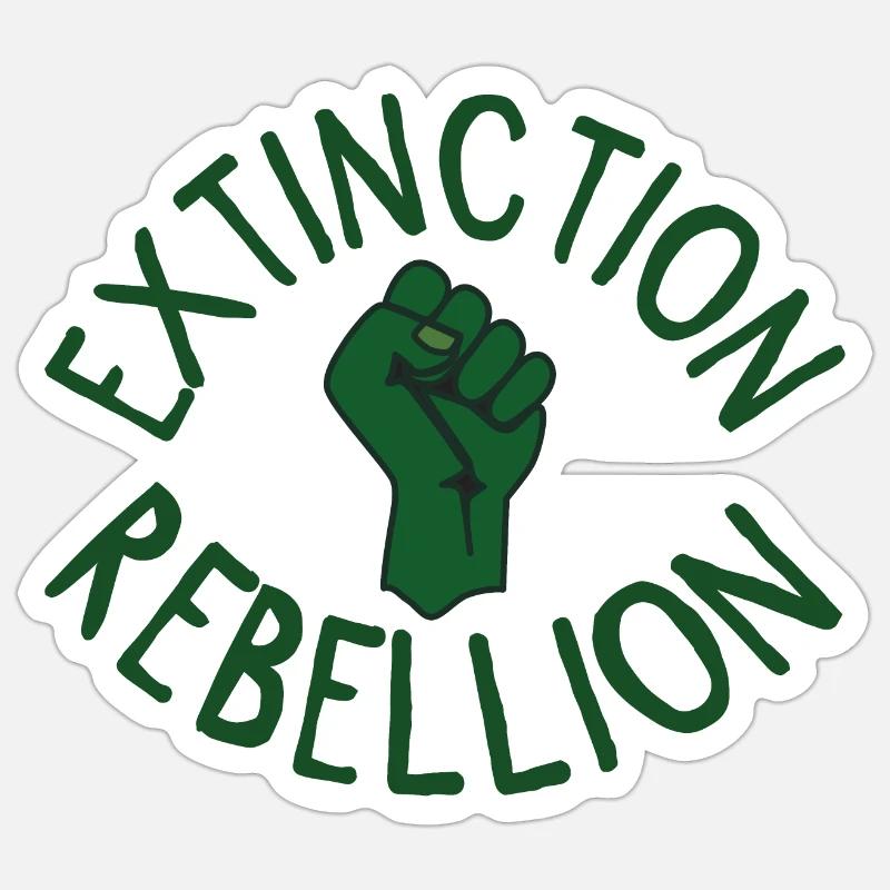 Extinction Rebellion Faust vert - Sticker taille S (10 x 10 cm) - blanc mat