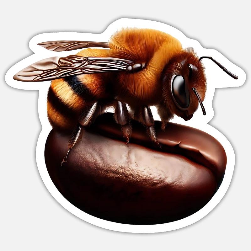 Bee Coffee - Sticker size S (10 x 10 cm) - white matte