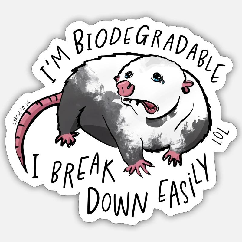 I'm biodegrdable I break down easily lol (black) Sticker size S (10 x 10 cm)