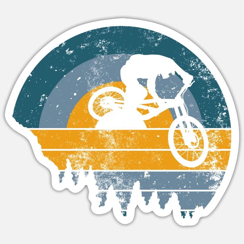 Sunset MTB Jump Silhouette - Sticker size S (10 x 10 cm) - white matte