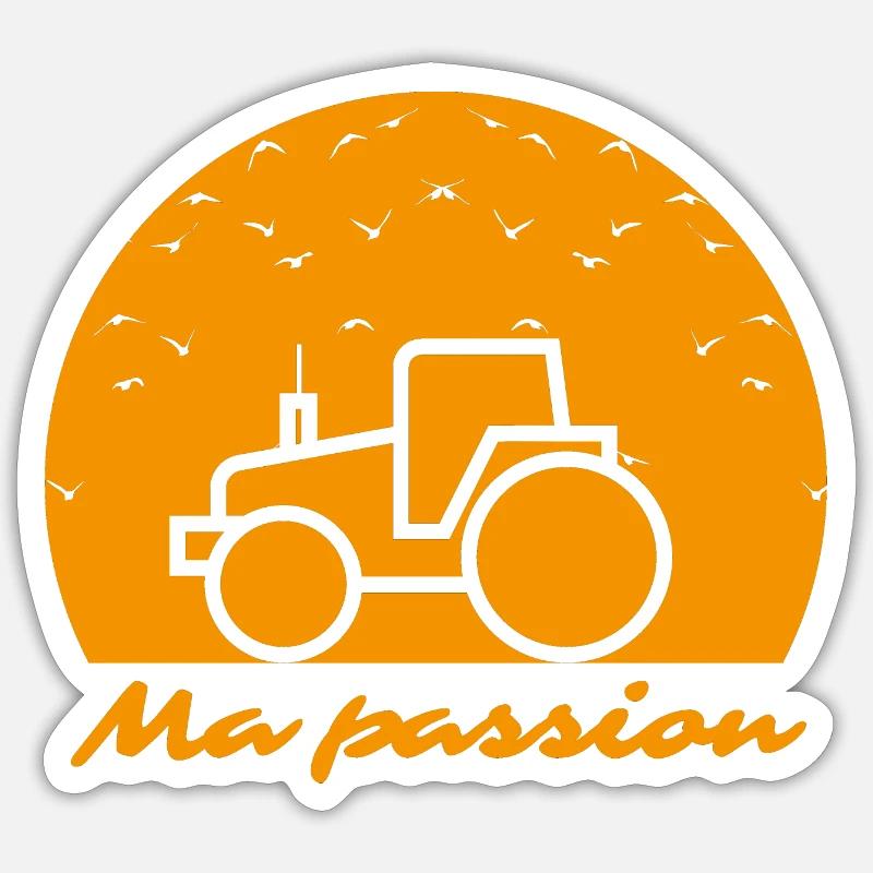 Ma passion le tracteur - Sticker taille S (10 x 10 cm) - blanc mat