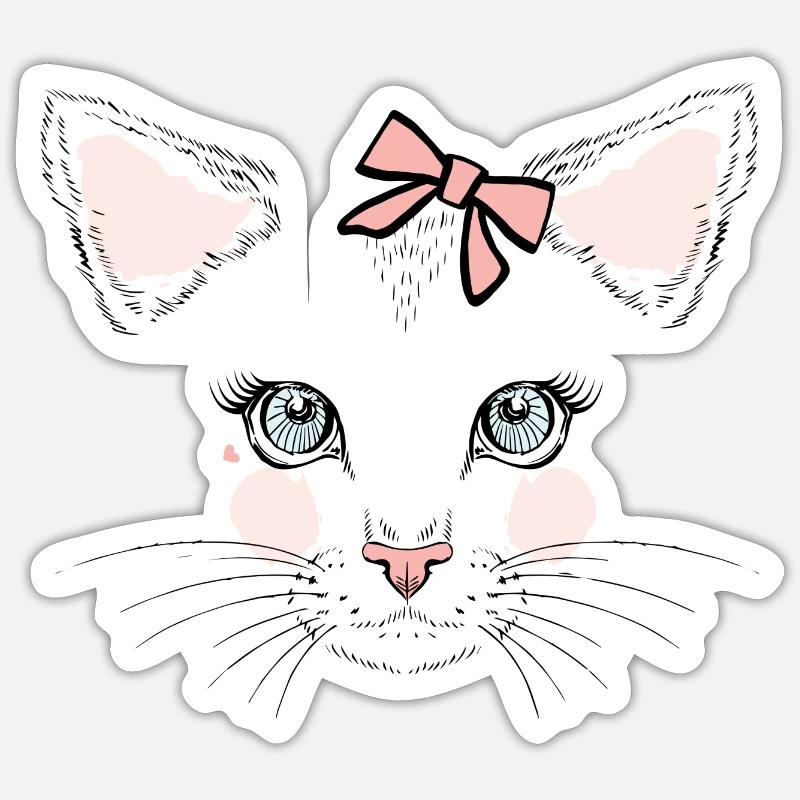 Pastel Panda Bow Face - Sticker size S (10 x 10 cm) - white matte