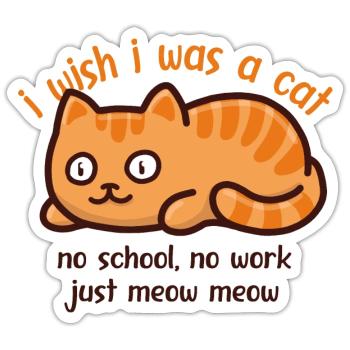 Wish-Cat (Farbe) - Sticker Größe S (10 x 10 cm) - Mattweiß - Vorne