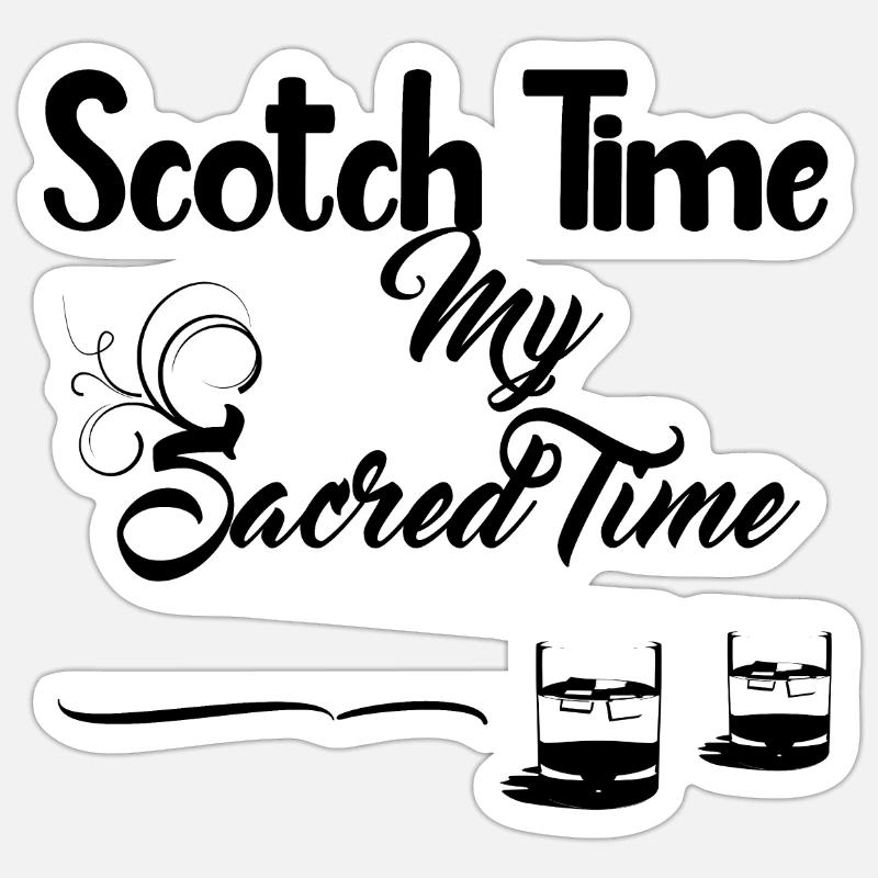 Scotch Time Design - AlcoholicBeverage - Sticker Größe S (10 x 10 cm) - Mattweiß