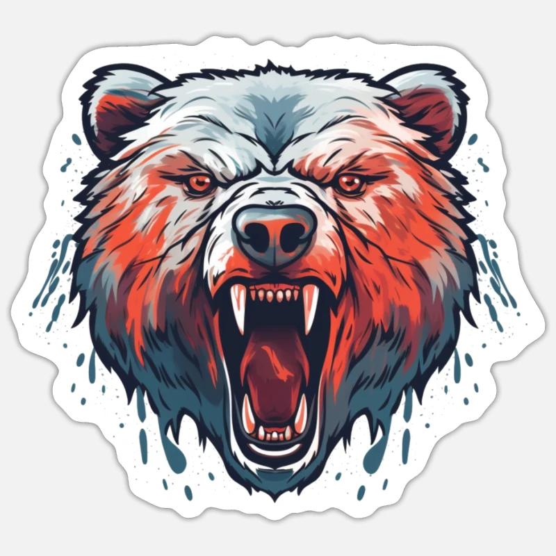 brüllender Bär Sticker Größe S (10 x 10 cm)