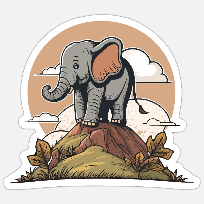 The Elephantine King - Sticker size S (10 x 10 cm) - white matte