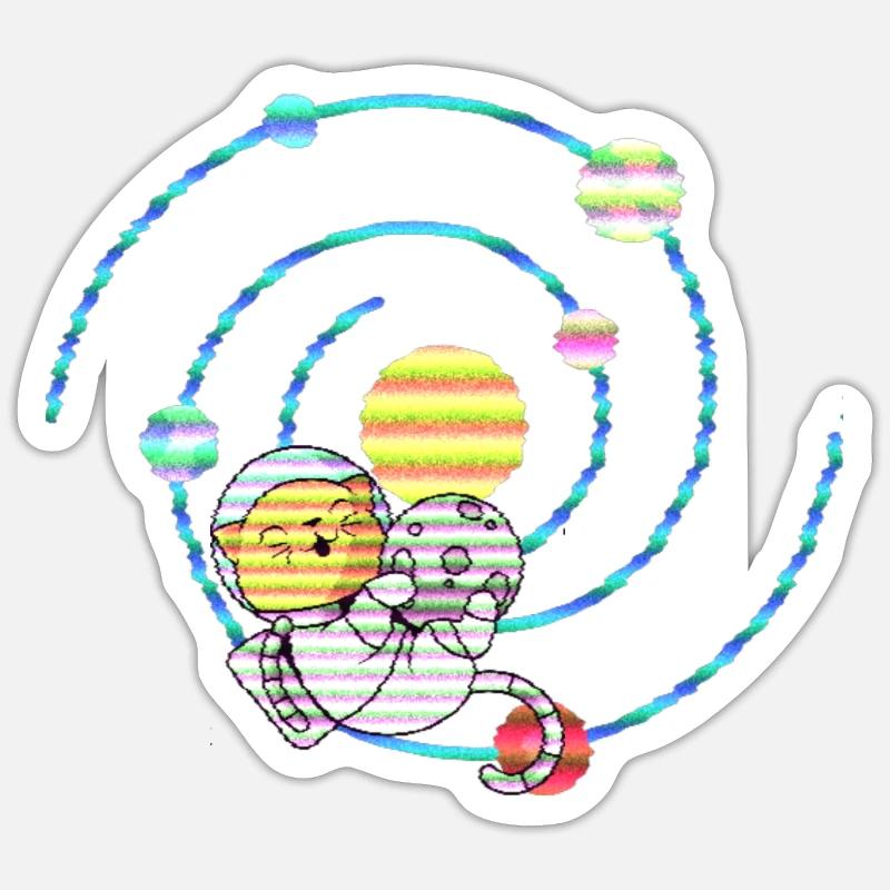 Chat spatial en orbite terrestre Sticker taille S (10 x 10 cm)