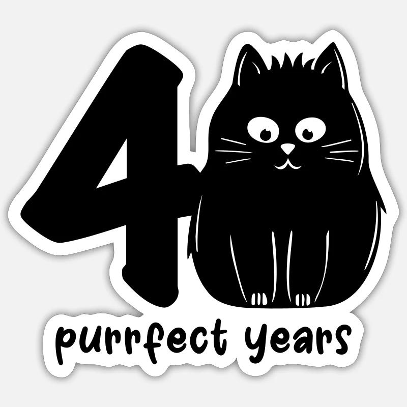 vraiment purrfect 40 ans - Sticker taille S (10 x 10 cm) - blanc mat