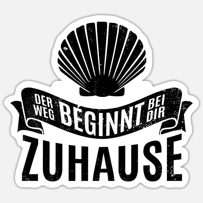 Der Weg beginnt bei dir zu Hause - Camino - Pilger - Sticker Größe S (10 x 10 cm) - Mattweiß