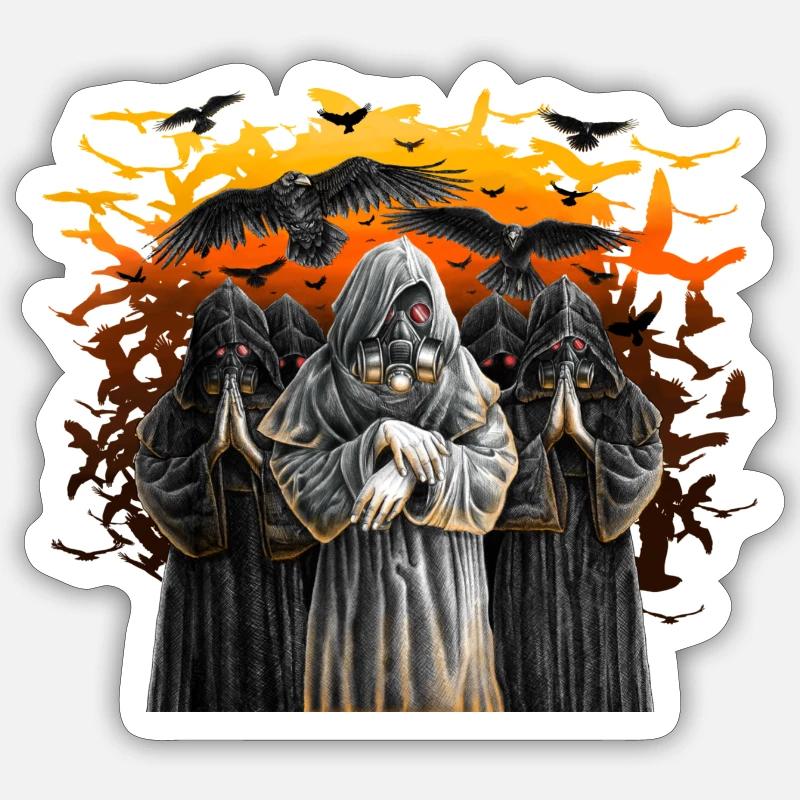 Monks - Sticker size S (10 x 10 cm) - white matte