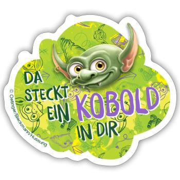 KoboldKroniken Rumpel Da Steckt Ein Kobold In Dir - Sticker Größe S (10 x 10 cm) - Mattweiß - Vorne