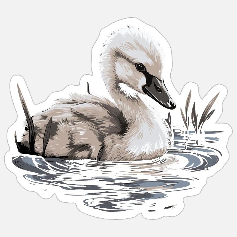 Bébé cygne Oiseau Poussin Sticker taille S (10 x 10 cm)