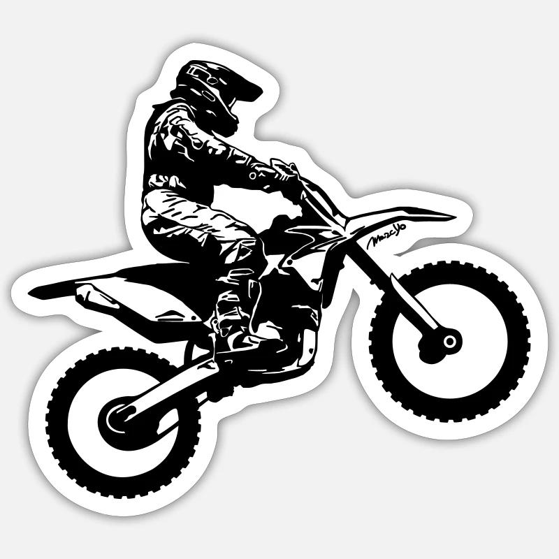Motocross-Biker - Sticker Größe S (10 x 10 cm) - Mattweiß