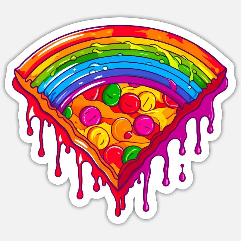 Rainbow Pizza Slice Sticker size S (10 x 10 cm)