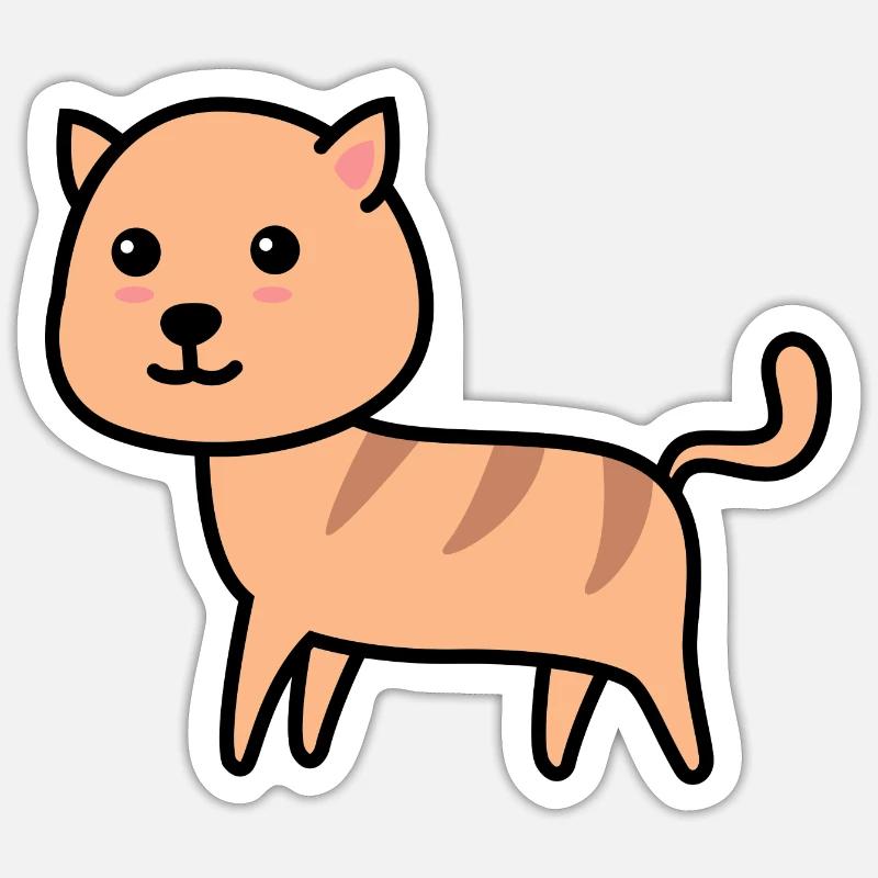Chat Comic Animal - Sticker taille S (10 x 10 cm) - blanc mat