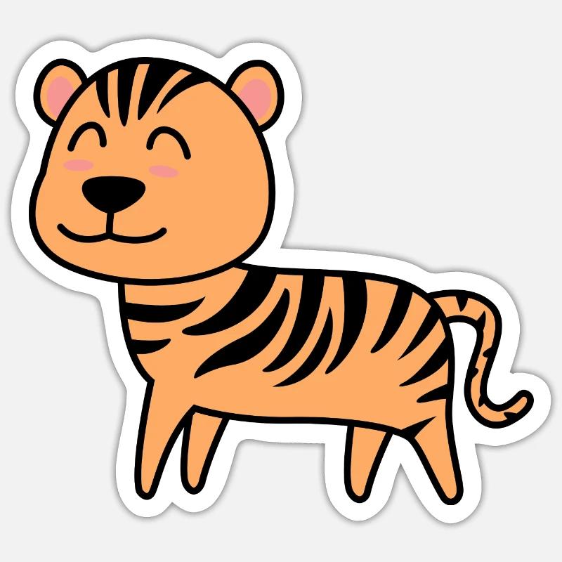 Tigre Comic Animal - Sticker taille S (10 x 10 cm) - blanc mat