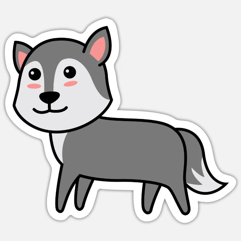 Wolf Comic Tier - Sticker Größe S (10 x 10 cm) - Mattweiß
