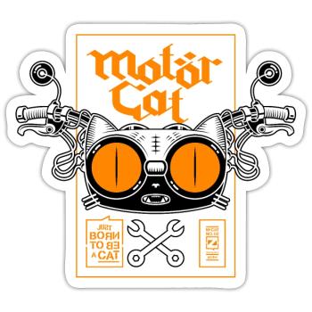 MOTORCAT 02 - Sticker size S (10 x 10 cm) - white matte - Front