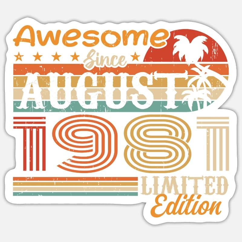 1981 August Geschenkidee August 1981 Sticker Größe S (10 x 10 cm)
