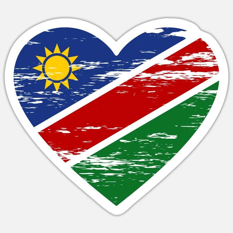 Namibia Flagge Herz used - Sticker Größe S (10 x 10 cm) - Mattweiß