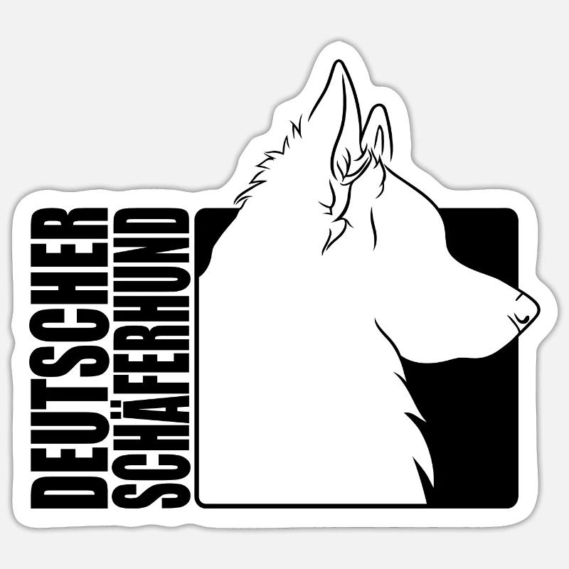 Deutscher Schäferhund langhaar Profil Wilsigns - Sticker Größe S (10 x 10 cm) - Mattweiß