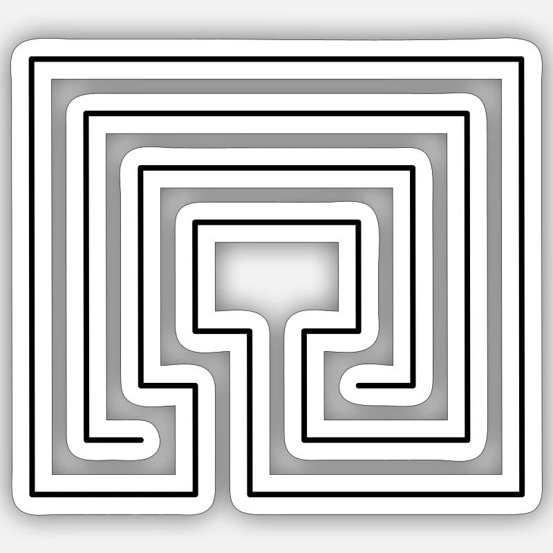 Labyrinth - Sticker Größe S (10 x 10 cm) - Mattweiß