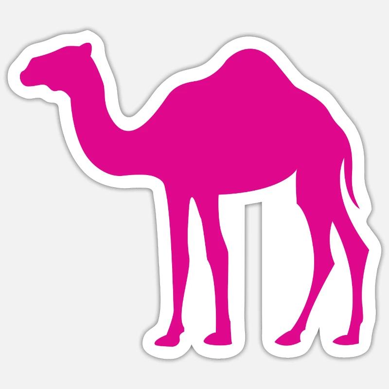 Pinkes Kamel - Sticker Größe S (10 x 10 cm) - Mattweiß