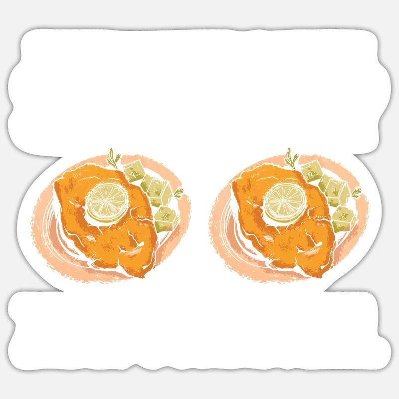 Was ist besser als ein Schnitzel? Zwei Schnitzel G - Sticker Größe S (10 x 10 cm) - Mattweiß