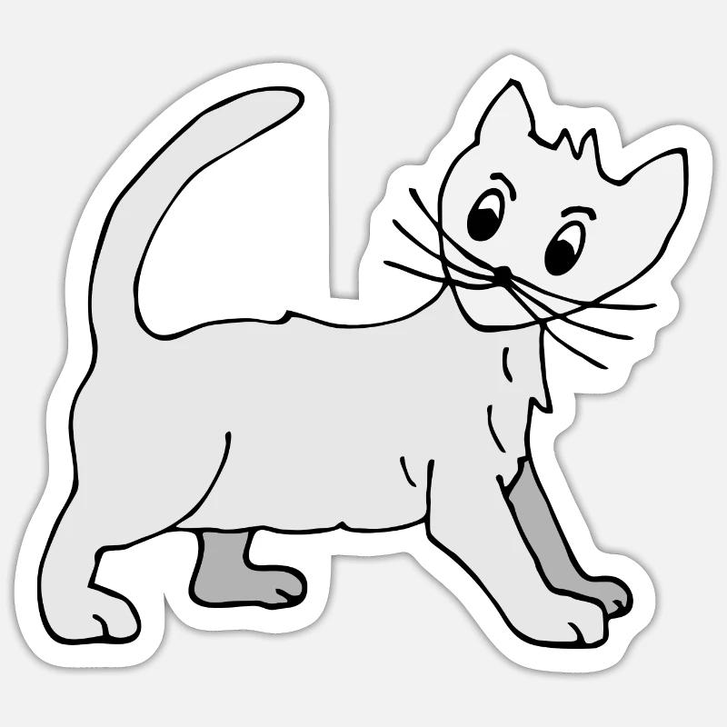 Chat - Sticker taille S (10 x 10 cm) - blanc mat