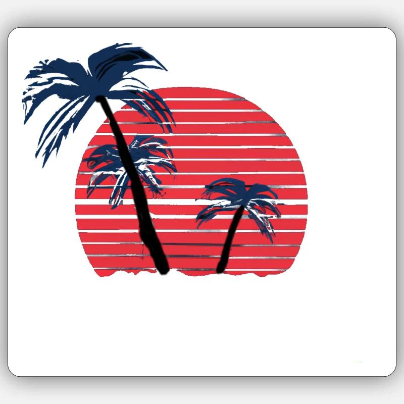 Sunset with palm trees Sticker size S (10 x 10 cm)