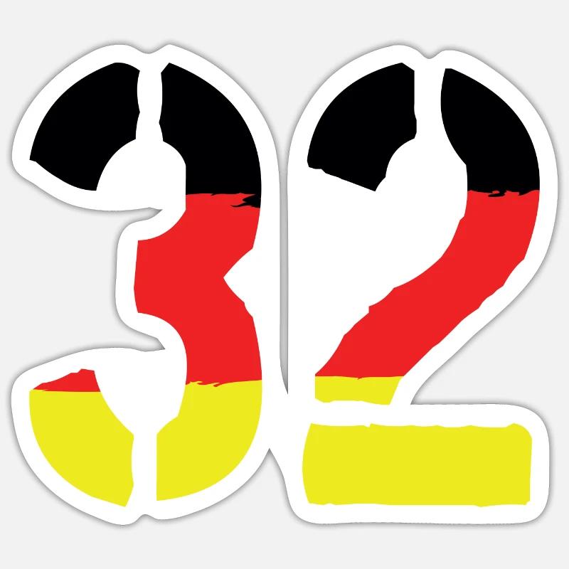 32 Number symbol Germany - Sticker size S (10 x 10 cm) - white matte