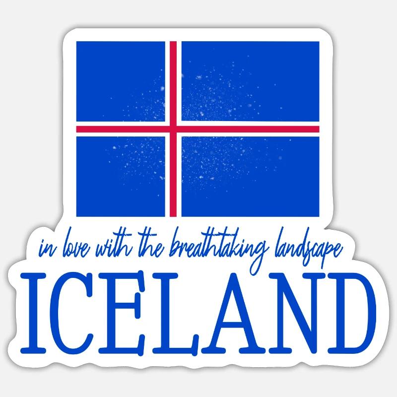 Drapeau islandais - Sticker taille S (10 x 10 cm) - blanc mat