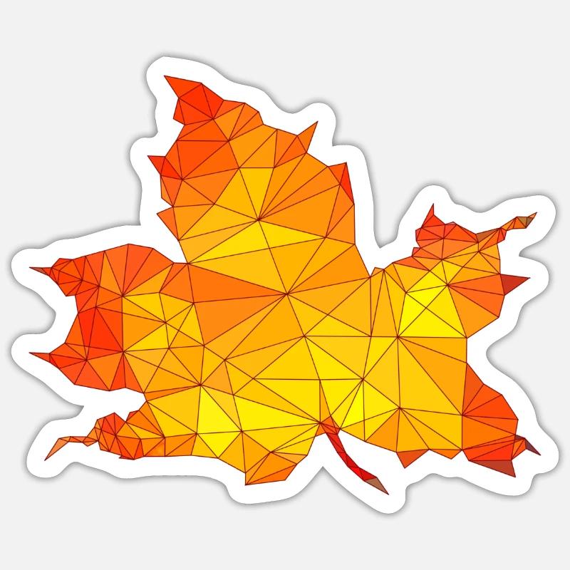 Polygonales Herbst Ahorn Baum Blatt Poly Kunst - Sticker Größe S (10 x 10 cm) - Mattweiß