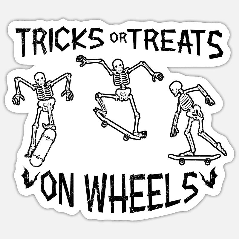 Halloween Skateboard Tricks Or Treats On Wheels Sticker Größe S (10 x 10 cm)