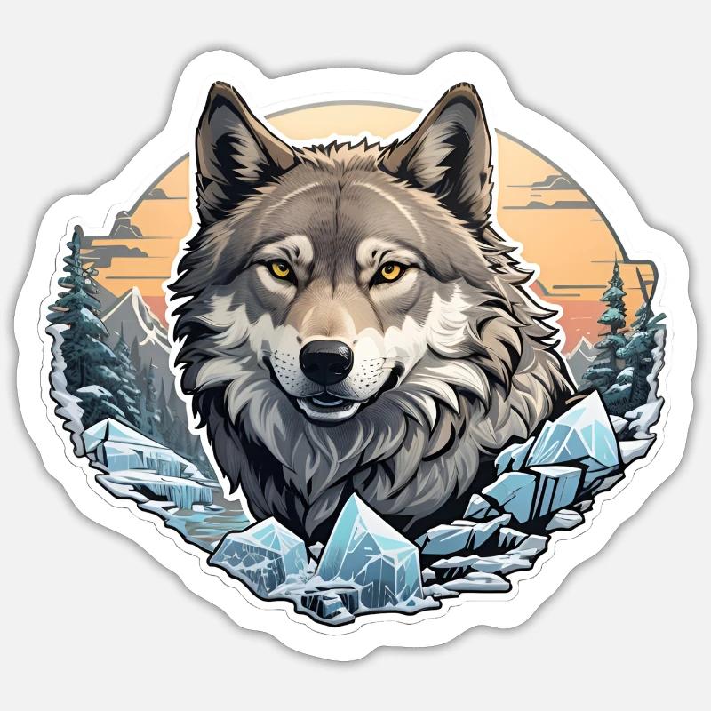Permafrost Wolf - Sticker formato S (10 x 10 cm) - bianco opaco