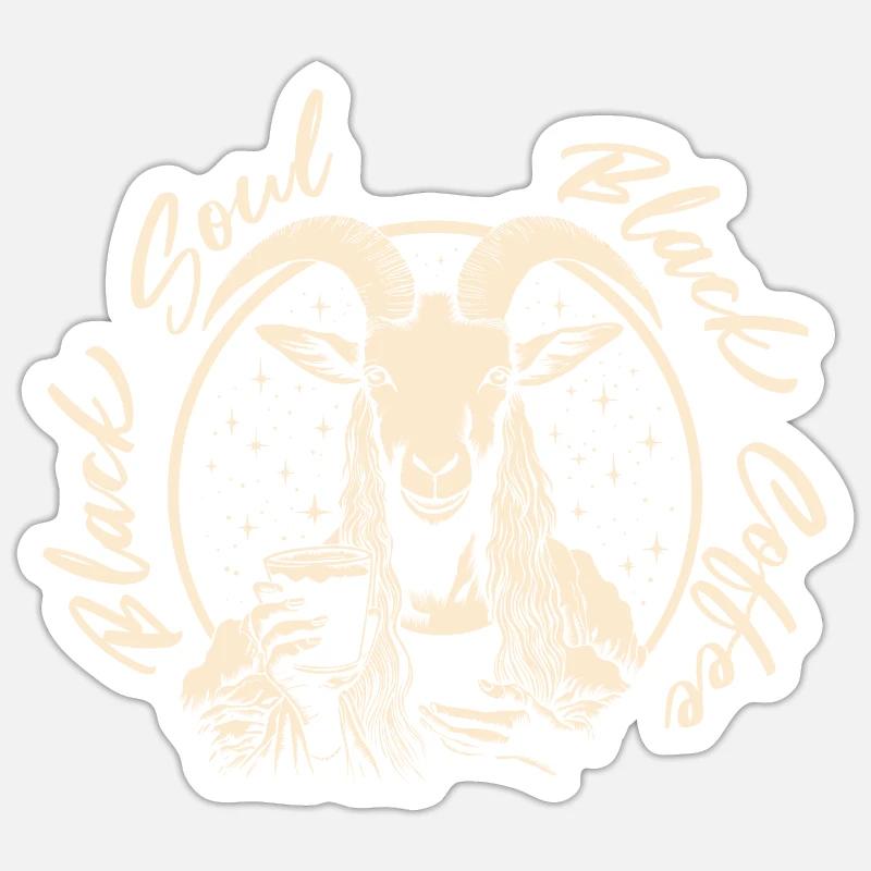 Âme noire Café noir - Sticker taille S (10 x 10 cm) - blanc mat