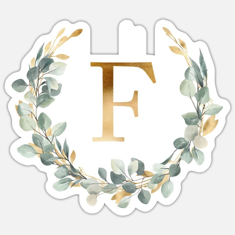 FMonogram Eucalyptus wreath Sticker size S (10 x 10 cm)