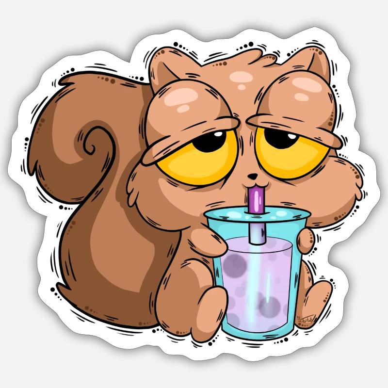 Bubble Eichhörnchen - Sticker Größe S (10 x 10 cm) - Mattweiß
