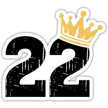 22 Crown 22nd Birthday 22 Years - Sticker size S (10 x 10 cm) - white matte - Front