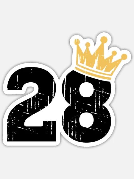 28 Krone 28. Geburtstag 28 Jahre - Sticker Größe S (10 x 10 cm) - Mattweiß