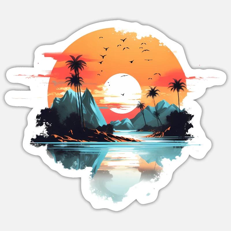 Sunset - Sticker size S (10 x 10 cm) - white matte