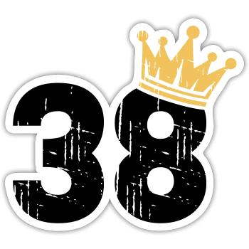 38 Krone 38. Geburtstag 38 Jahre - Sticker Größe S (10 x 10 cm) - Mattweiß - Vorne